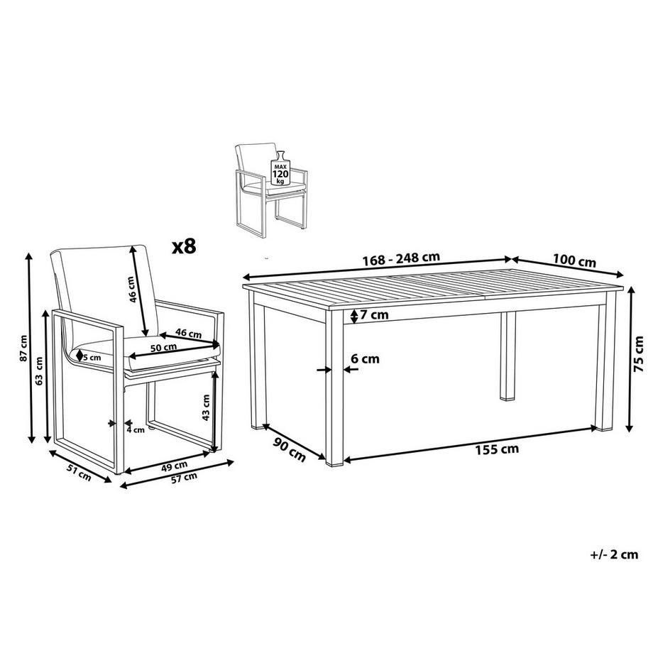 Beliani Set da pranzo per 8 persone en Alluminio Moderno PANCOLE  