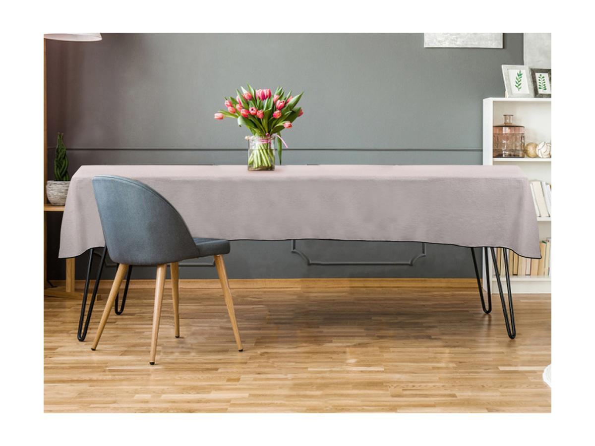 Vente-unique Tischdecke aus Baumwolle & Leinen mitem Rand - 170 x 250 cm - Taupe - BORINA  