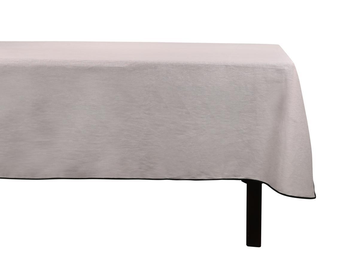 Vente-unique Tischdecke aus Baumwolle & Leinen mitem Rand - 170 x 250 cm - Taupe - BORINA  