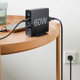 hama  Schnellladegerät 4 Ports, 2x USB-C PD/QC, 2x USB-A, 60 W 