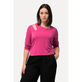 Ulla Popken  Shirt, Cut-Out, asymmetrischer Ausschnitt, Langarm 