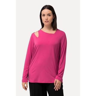 Ulla Popken  Shirt, Cut-Out, asymmetrischer Ausschnitt, Langarm 