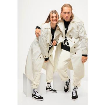 Trench unisex dal taglio oversize con revers e doppiopetto