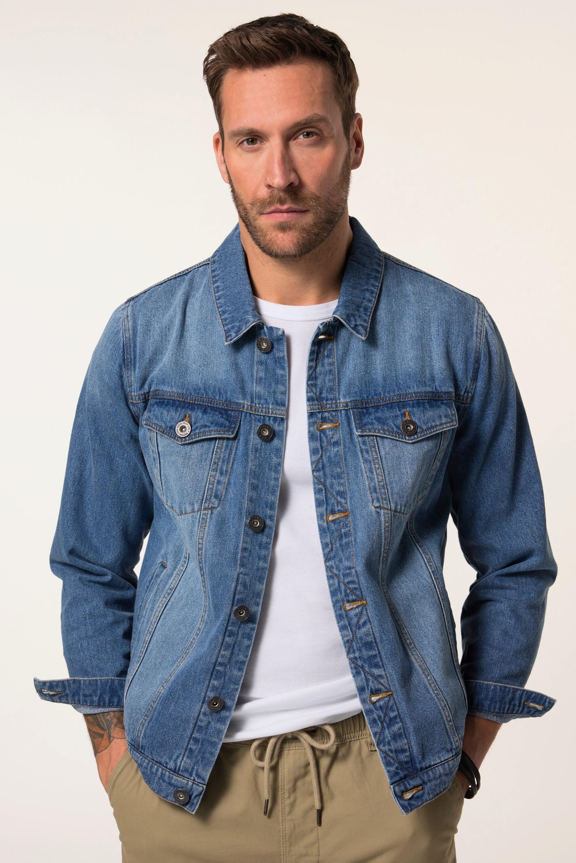 JP1880  Jeansjacke, Brusttaschen, Knopfleiste 