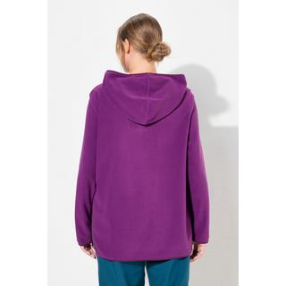 Ulla Popken  Pullover polo dal taglio corto e oversize con cappuccio, maniche lunghe e materiale riciclato 