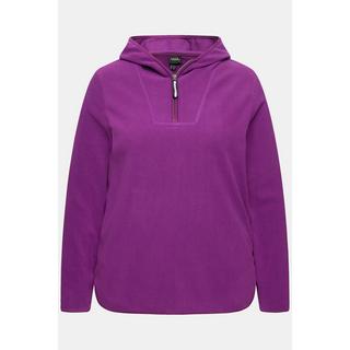 Ulla Popken  Pullover polo dal taglio corto e oversize con cappuccio, maniche lunghe e materiale riciclato 