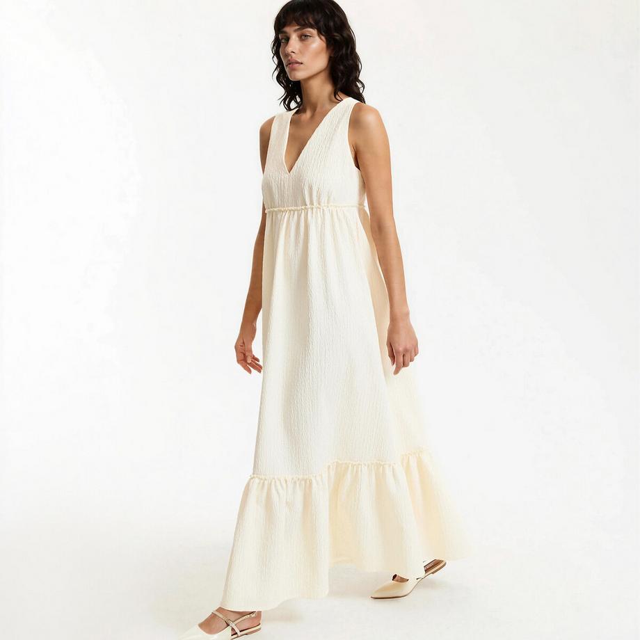 La Redoute Collections Abito lungo scollo a V senza maniche con volant  