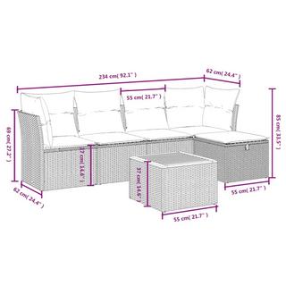 VidaXL Ensemble de canapés de jardin rotin synthétique  