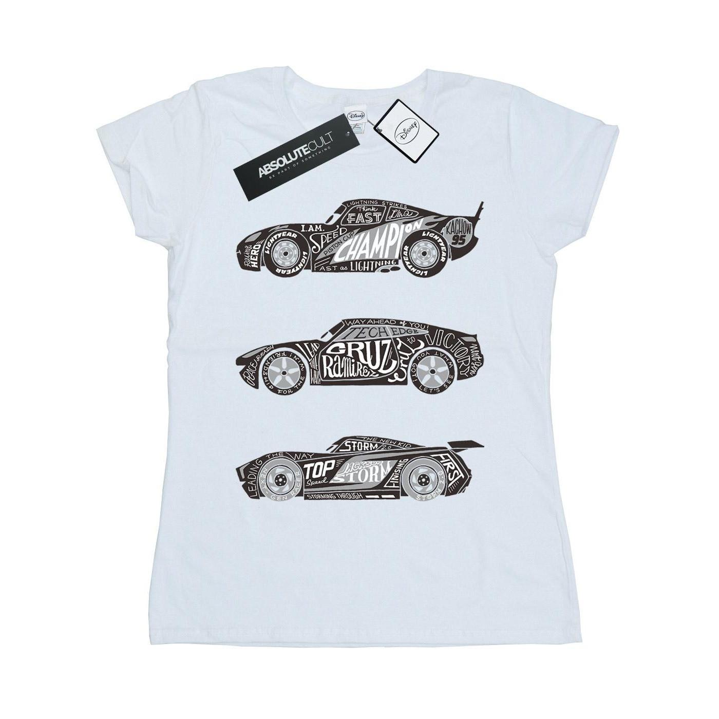 Image of Cars Text Racers Tshirt Damen Weiss L