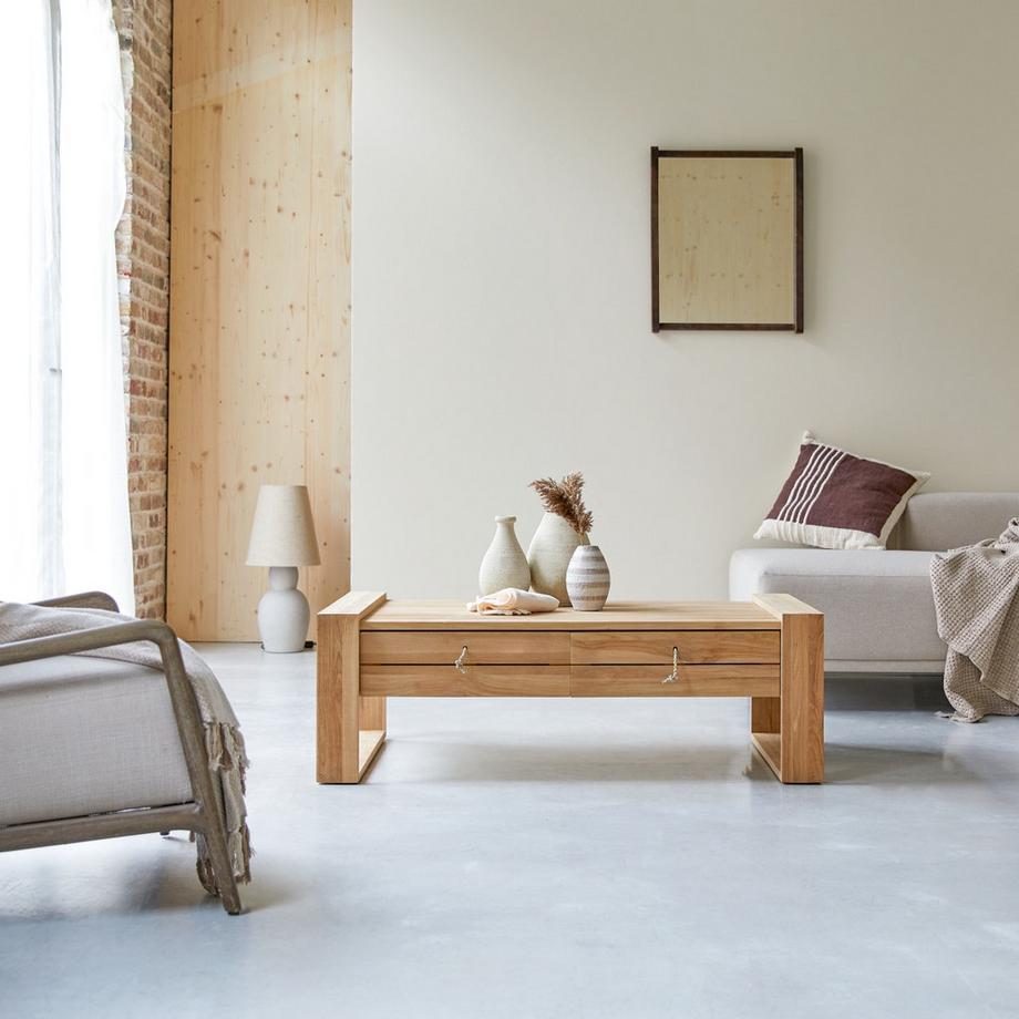 Tikamoon Couchtisch aus massivem Teakholz Minimalys  