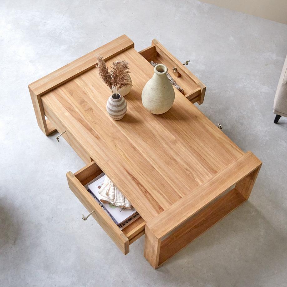 Tikamoon Couchtisch aus massivem Teakholz Minimalys  
