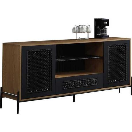 mutoni Buffet en placage de bois 164x43x76 noir  