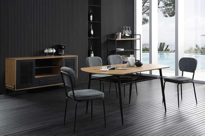 mutoni Buffet en placage de bois 164x43x76 noir  