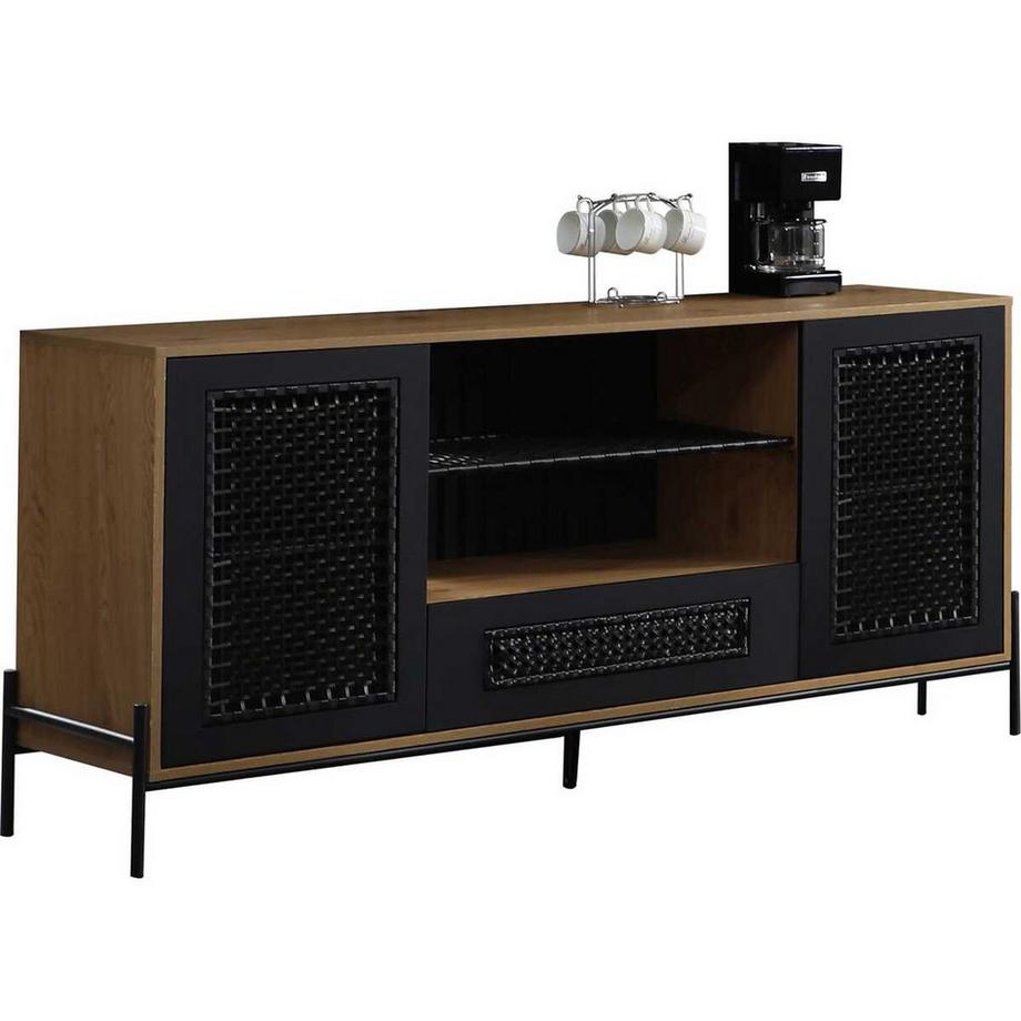 mutoni Credenza impiallacciata in legno 164x43x76 nero  