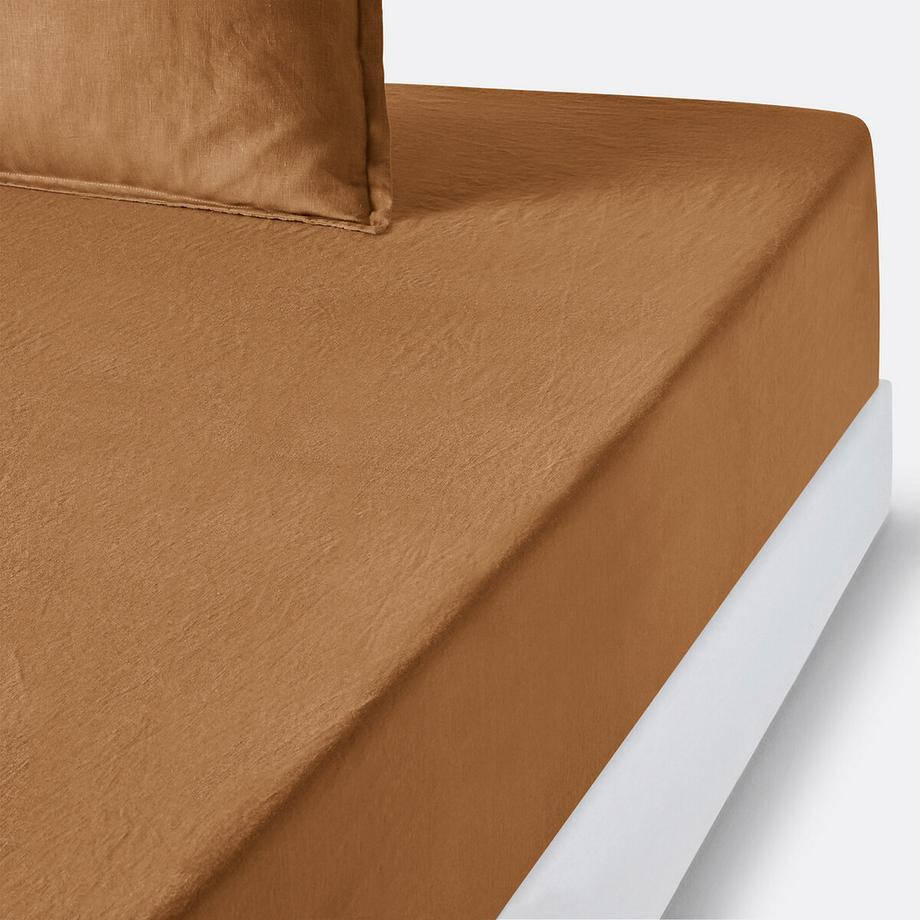 Drap housse lin lavé