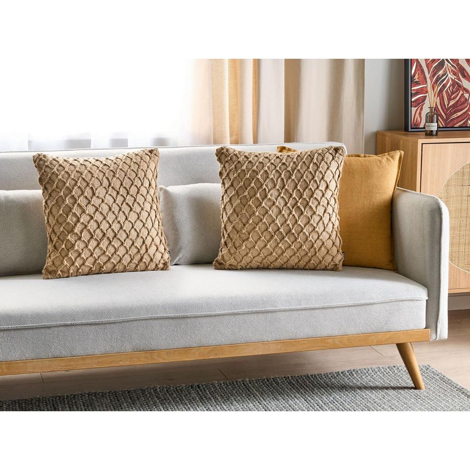 Beliani Lot de 2 coussins décoratifs en Coton Boho COLLOMIA  