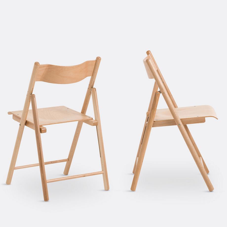 La Redoute Intérieurs Lot de 2 chaises pliantes hêtre  