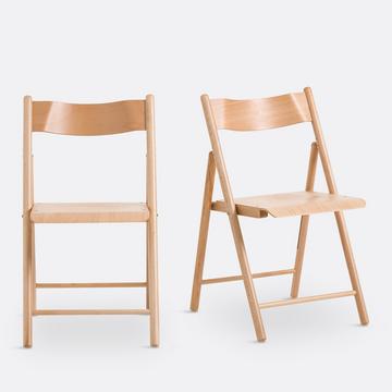 Lot de 2 chaises pliantes hêtre