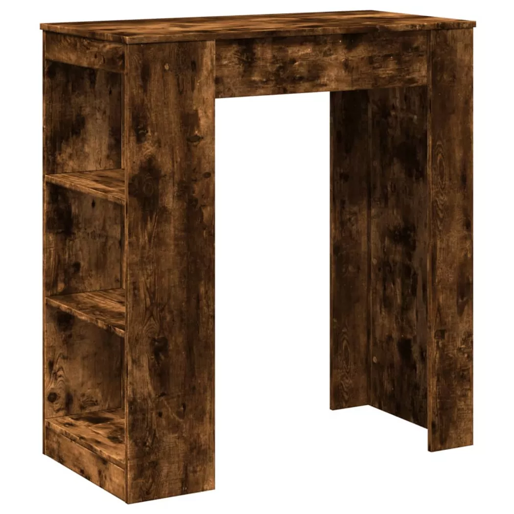 Table de bar avec étagères chêne fumé bois d ingénierie