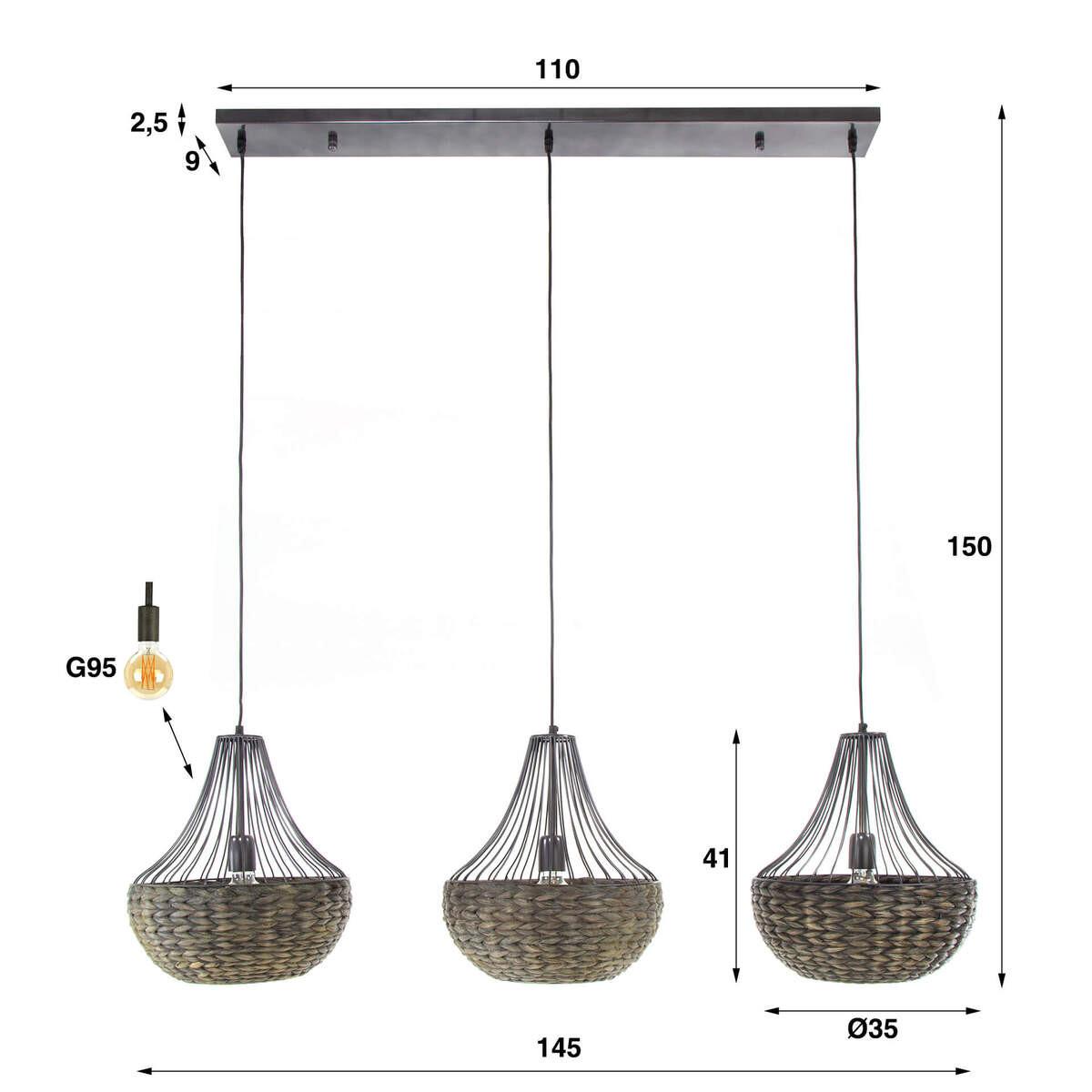 mutoni industrial Hängelampe Jacinto 3x Kegel  