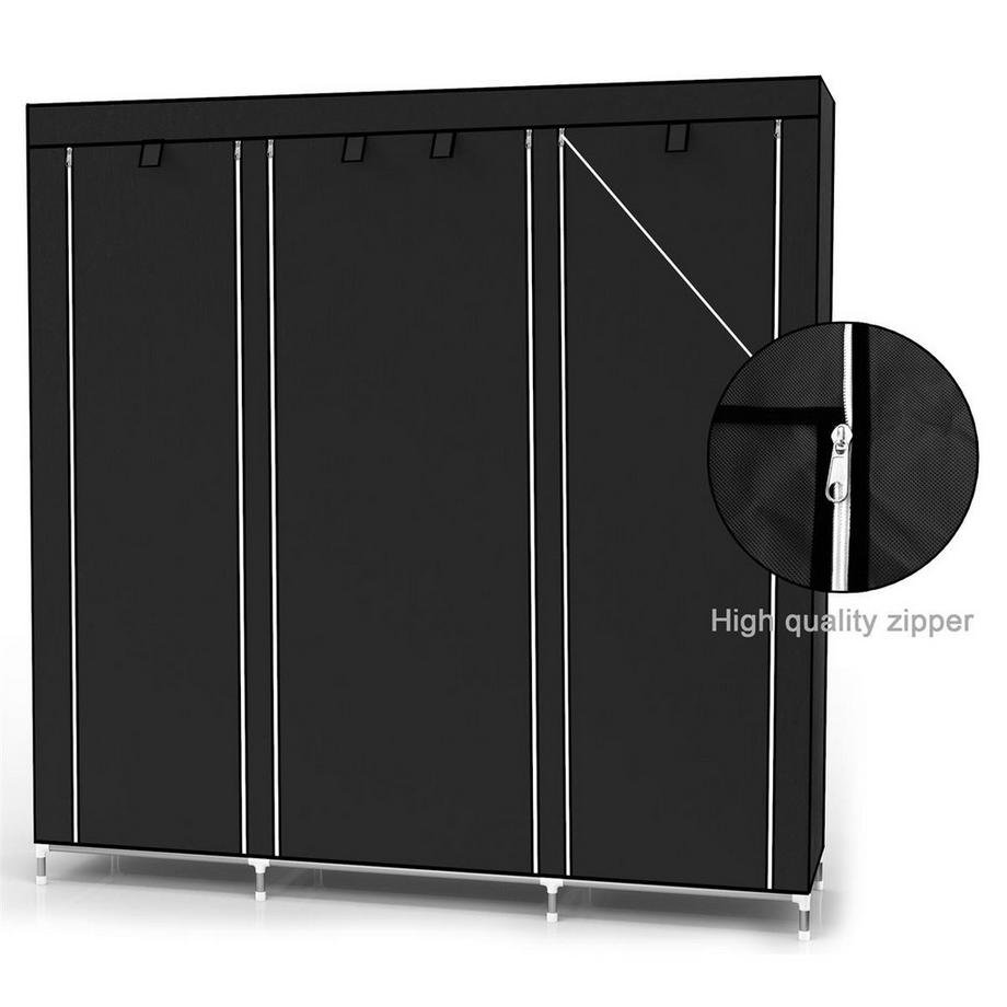 Intirilife Faltbarer Kleiderschrank mit Kleiderstange, Fächern und Seitentasche  