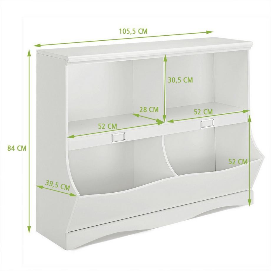 Northix Etagère de rangement avec conteneurs Etagère à jouets pour enfants 105,5 x 39,5 x 84 cm blanc  