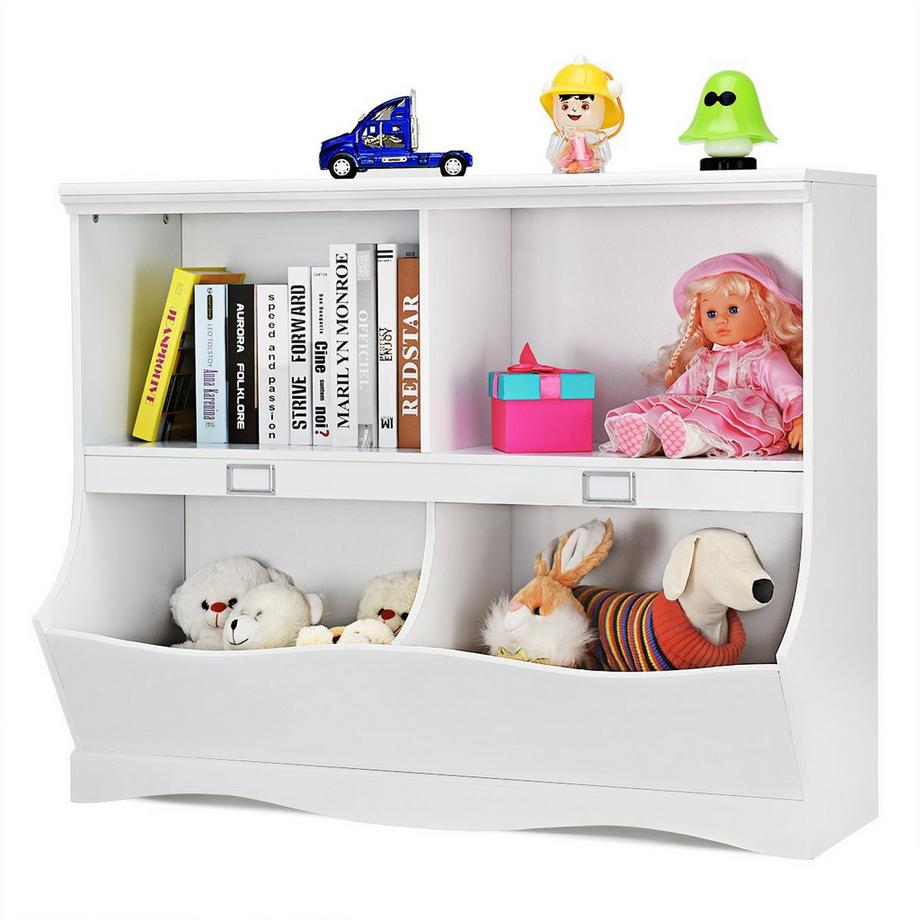 Northix Etagère de rangement avec conteneurs Etagère à jouets pour enfants 105,5 x 39,5 x 84 cm blanc  