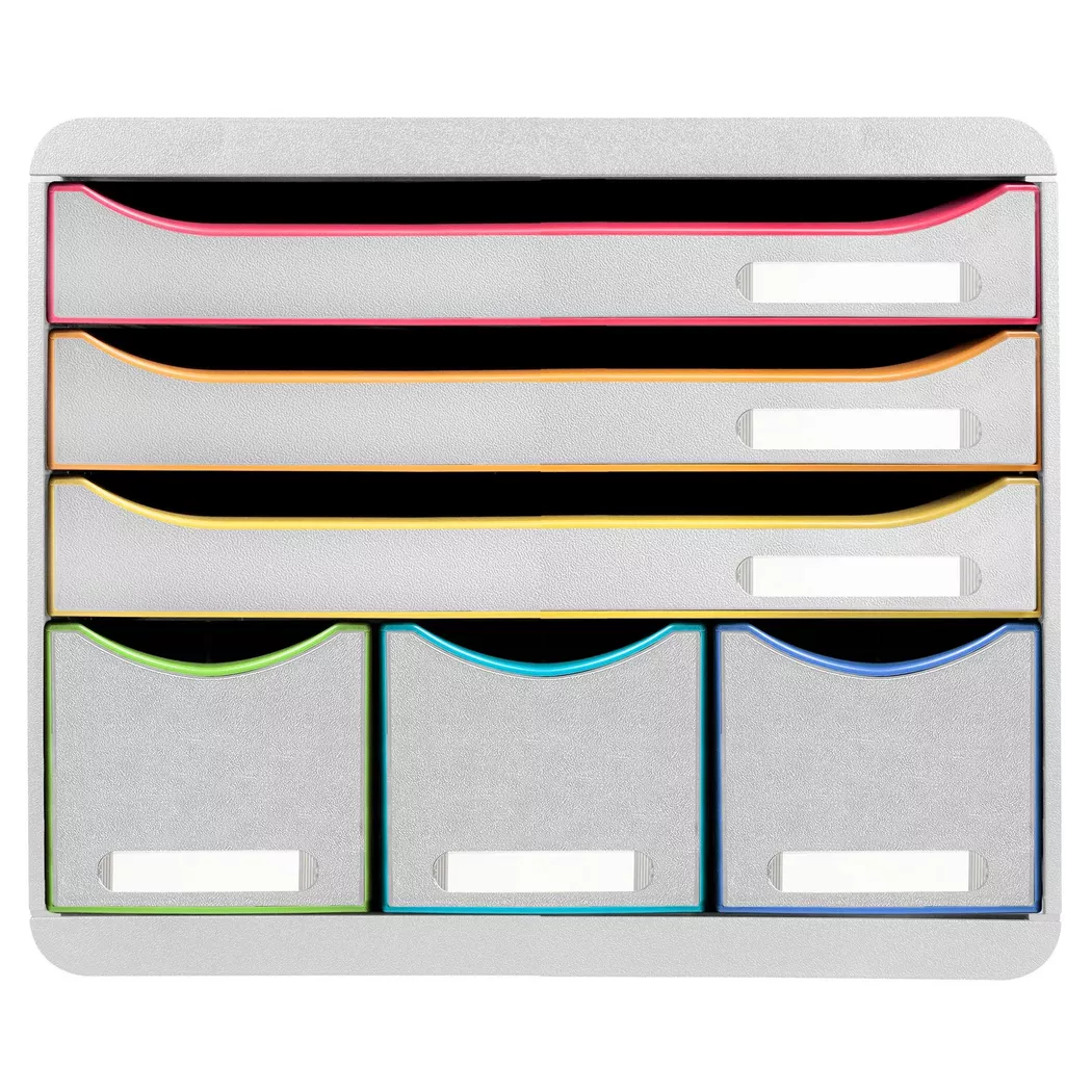 Exacompta Store Box Maxi 6 Drawers White/Harlequin