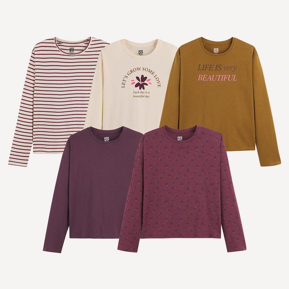 Lot de 5 t-shirts manches longues