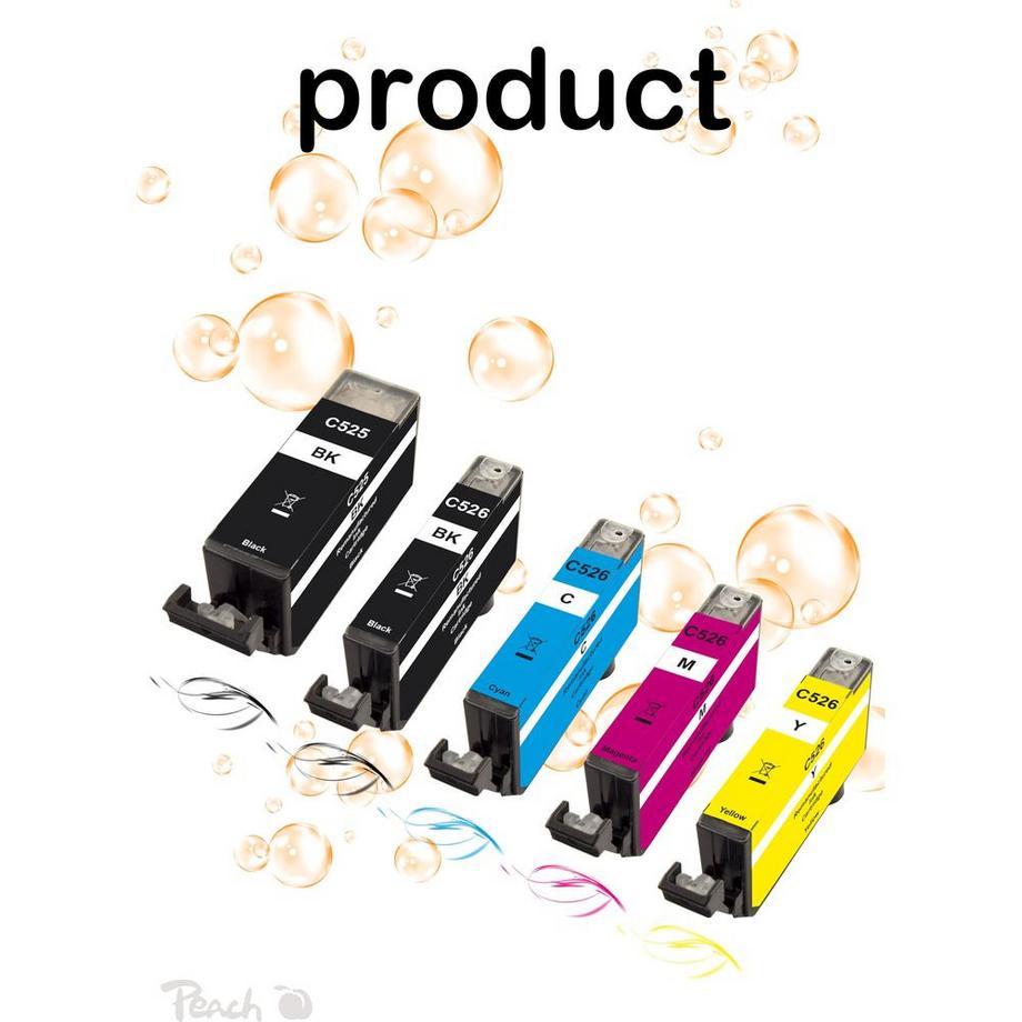 Peach  Tinte GI-525CLI-526, Multi-Pack BlackCyanMagentaYellow 