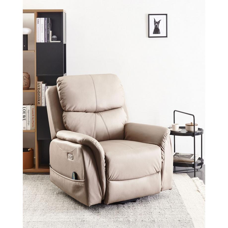 Beliani Fauteuil inclinable électrique en Cuir écologique vegan  GLORIE  