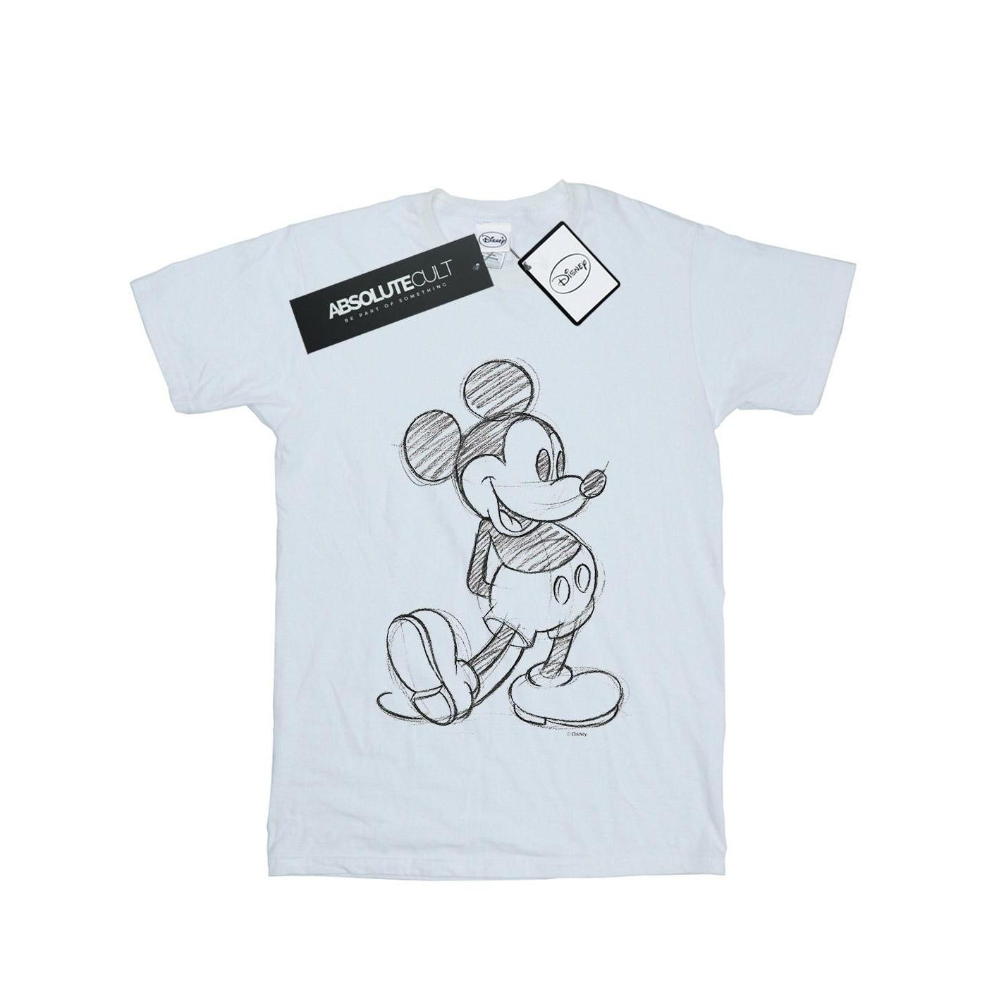 Image of Mickey Mouse Sketch Kick Tshirt Unisex Weiss 152-158