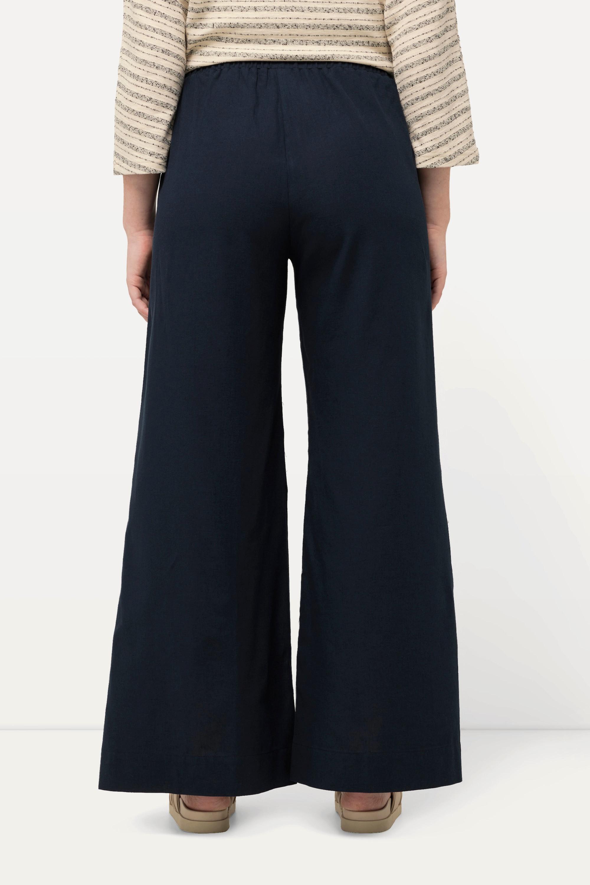 Ulla Popken  Pantalon palazzo en lin mélangé. Taille élastique et jambes larges 