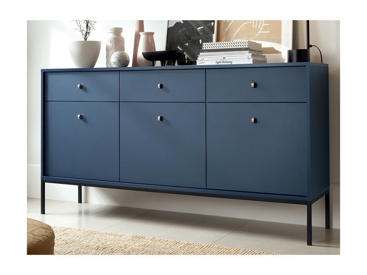 Vente-unique  Ensemble buffet et meuble TV bleu - Séjour contemporain BOGDAN 