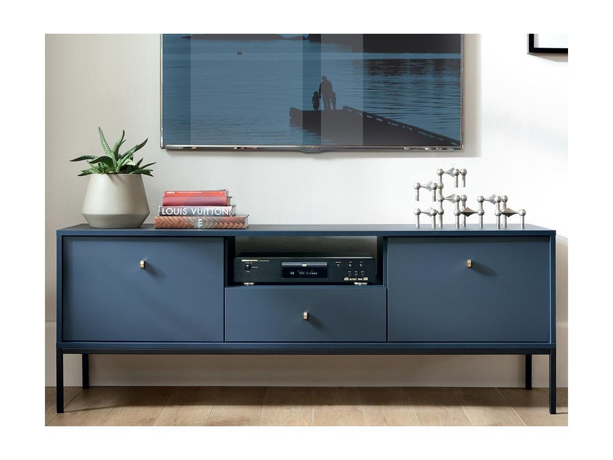 Vente-unique  Ensemble buffet et meuble TV bleu - Séjour contemporain BOGDAN 