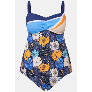 Ulla Popken  Tankini con fiori, materiale riciclato, spalline regolabili e coppe morbide 