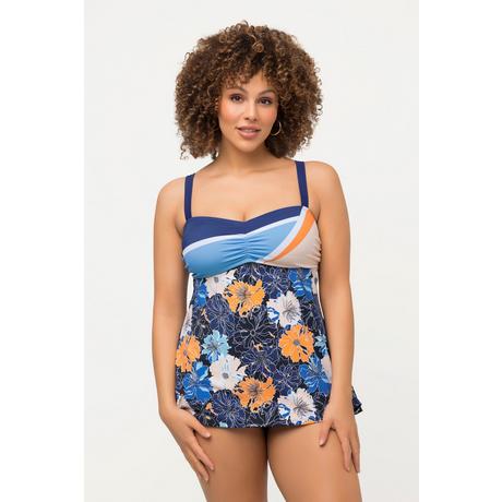 Ulla Popken  Tankini con fiori, materiale riciclato, spalline regolabili e coppe morbide 