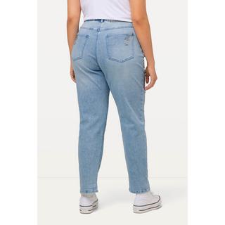 Ulla Popken  Boyfriend jeans con taglio della gamba ampio, glitter e cintura comoda 