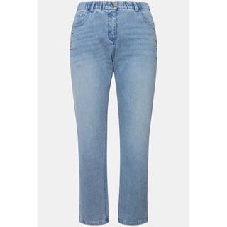 Ulla Popken  Boyfriend jeans con taglio della gamba ampio, glitter e cintura comoda 