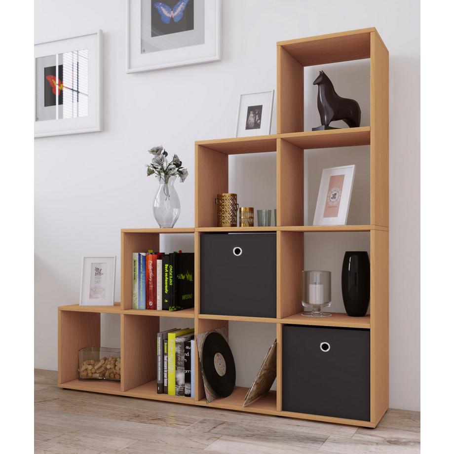 VCM Holzregal stehend | platzsparendes Regal | Maße:  H. 139 x B. 143 x T. 29 cm | Elegantes Regal stehend | Aufbewahrungsregal | Bücherregal  |  