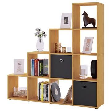Holzregal stehend | platzsparendes Regal | Maße:  H. 139 x B. 143 x T. 29 cm | Elegantes Regal stehend | Aufbewahrungsregal | Bücherregal  |