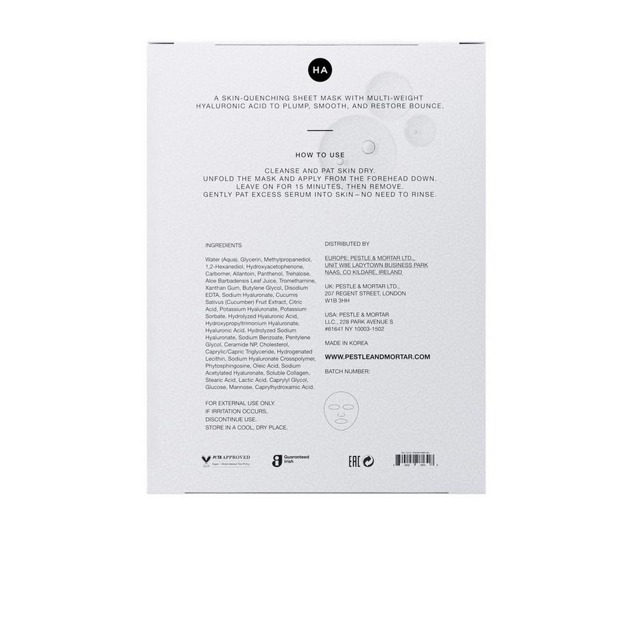 Pestle & Mortar  Masque en tissu Masque en feuille à l'acide hyaluronique pur 