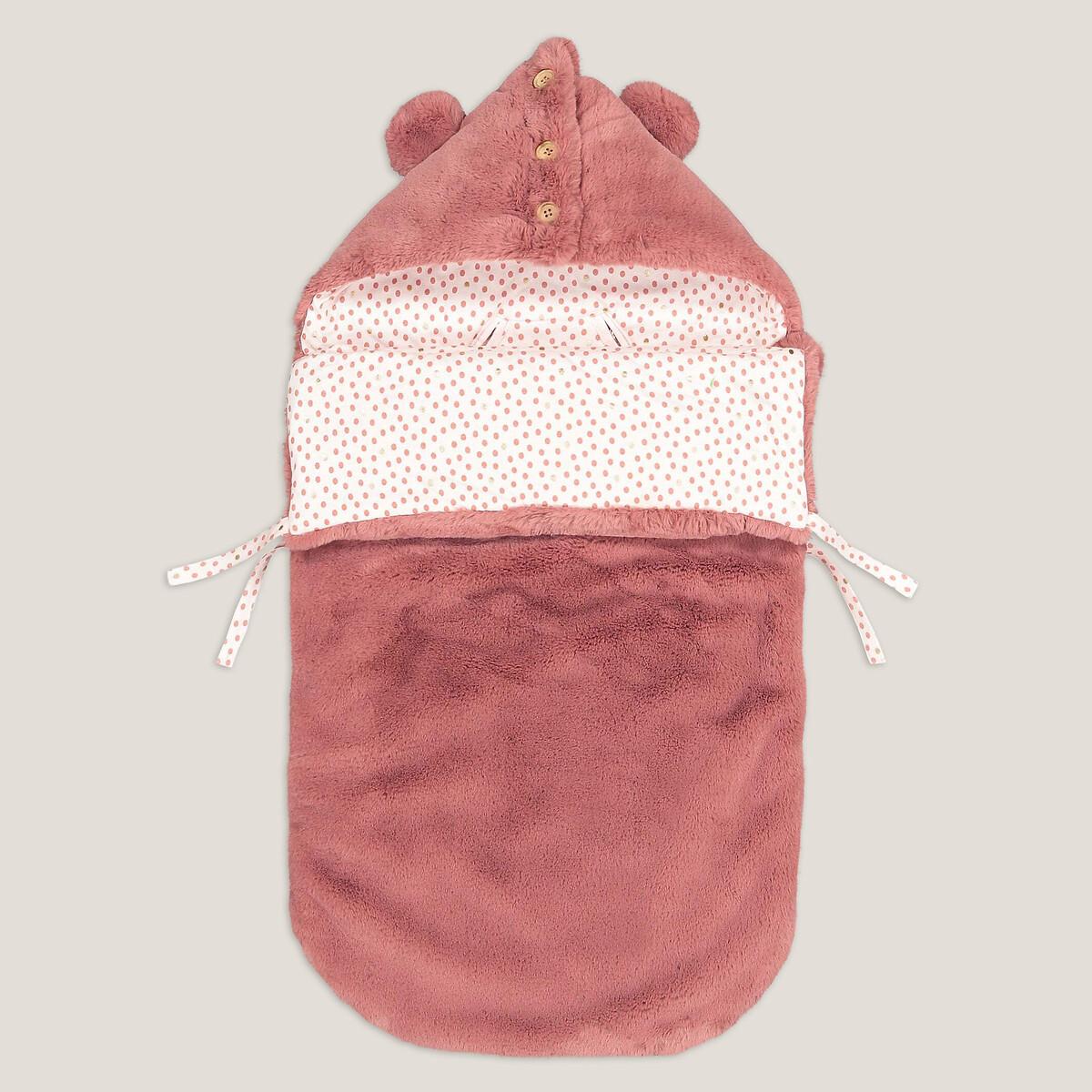 Image of Baby Ausfahrsack Mit Kapuze Aus Plüsch Unisex Rosa ONE SIZE
