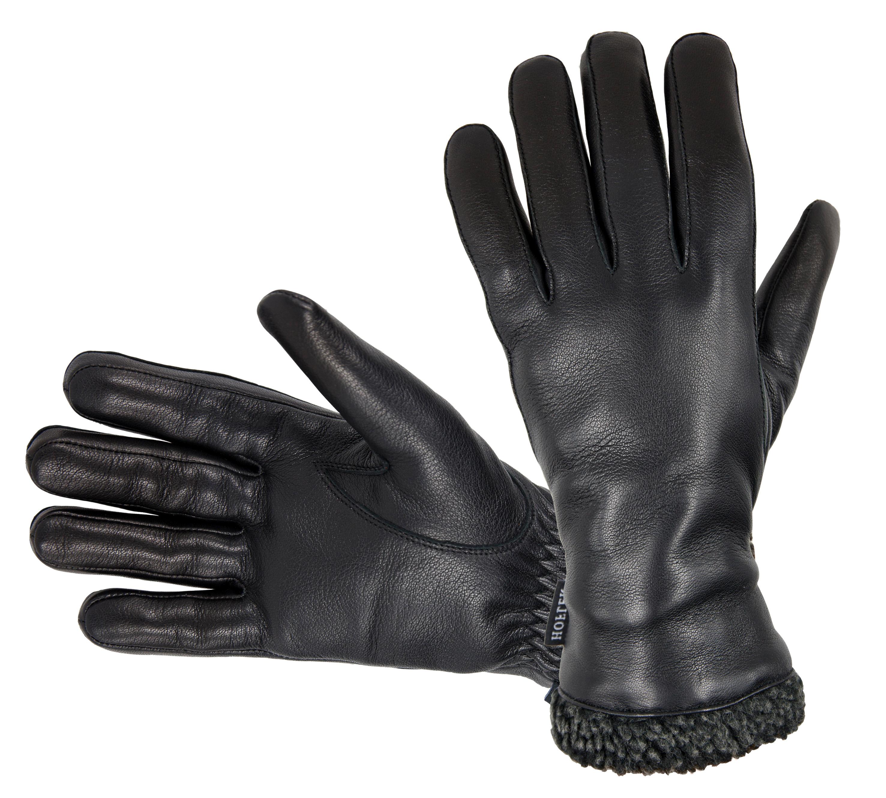 HOFLER  Lederhandschuhe für Damen, aus A-Grade Leder mit warmem Fleece lining, schwarz 