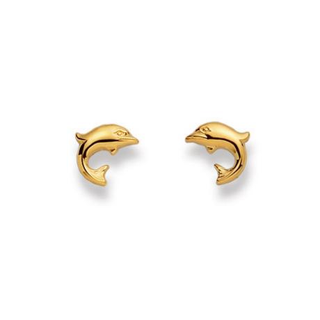 MUAU Schmuck  Clous d'oreilles dauphin or jaune 750, 8mm 