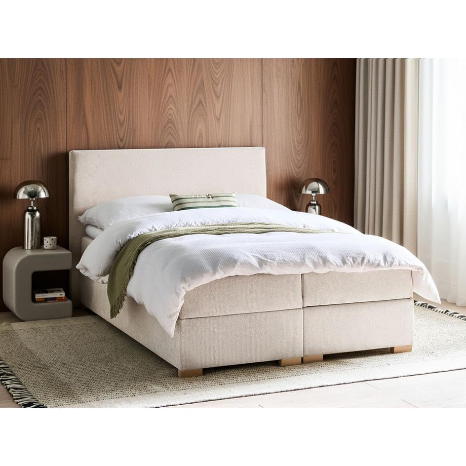 Beliani Lit boxspring avec rangement en Tissu Moderne MAJOR  