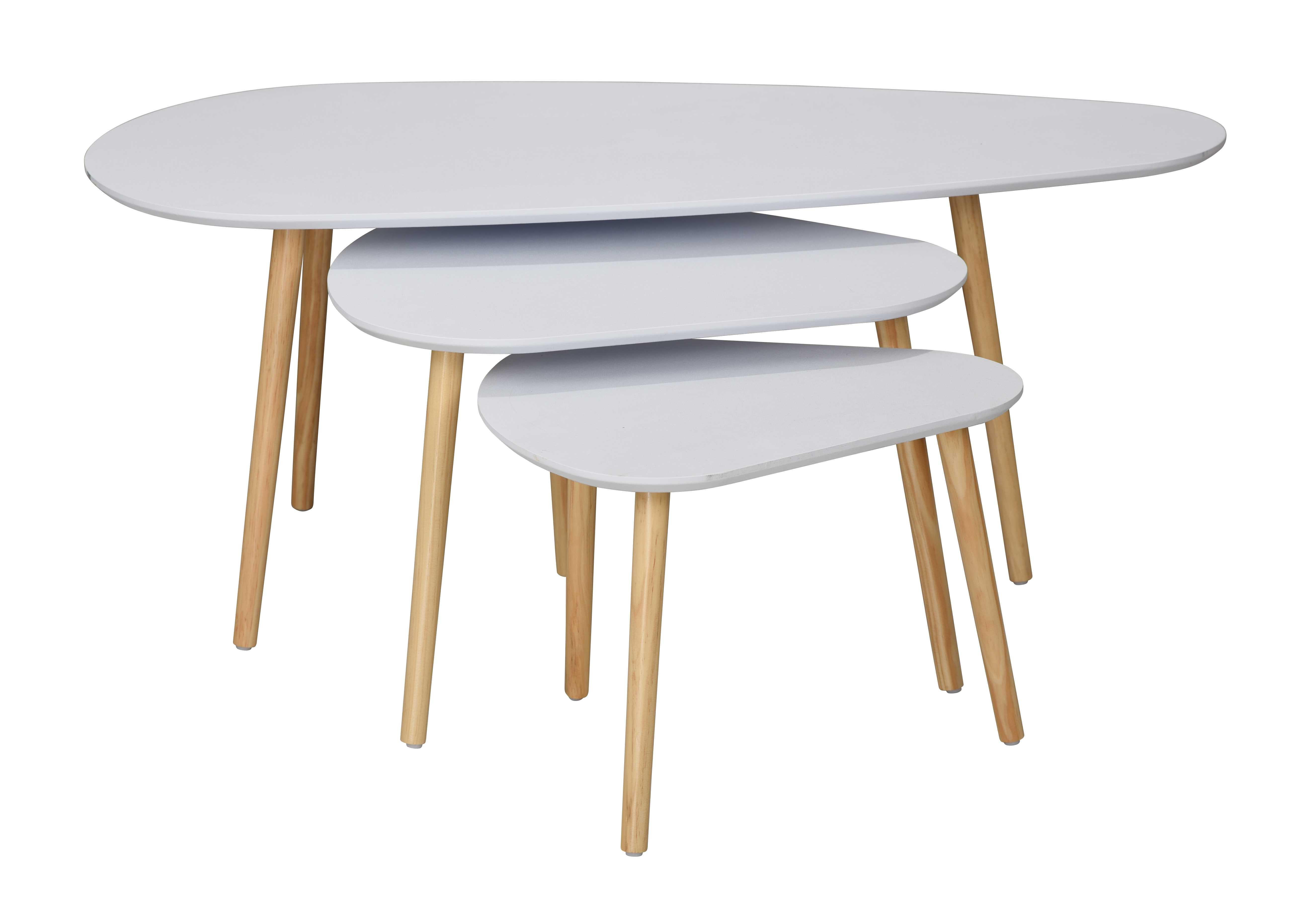 Calicosy Set de 3 Tables Gigognes Blanc et Bois  