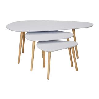 Calicosy Set de 3 Tables Gigognes Blanc et Bois  