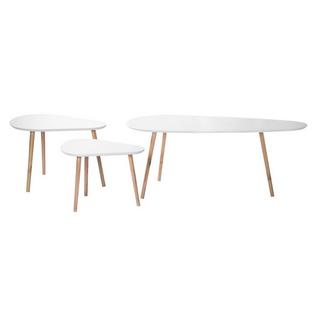 Calicosy Set de 3 Tables Gigognes Blanc et Bois  