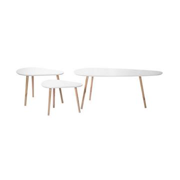 Set di 3 tavoli sovrapponibili bianchi e legno
